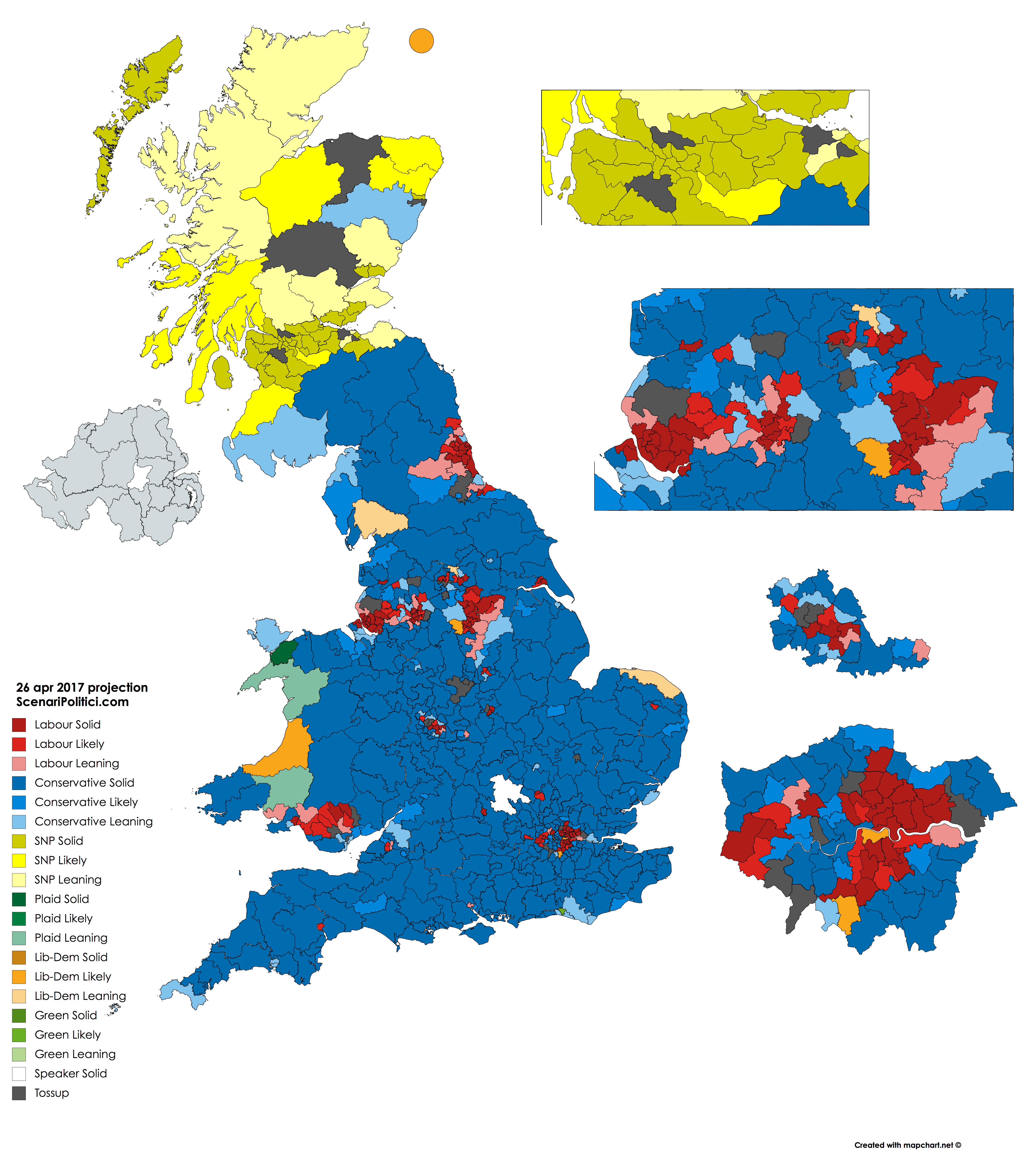 British General Election 2017 - 26 april seat projection